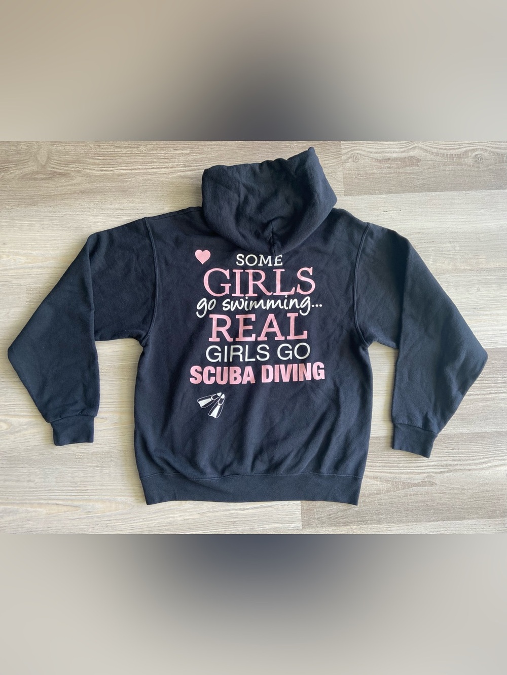 Jerzees NuBlend Scuba Diving Graphic Hoodie Medium Black "Real Girls" Pullover